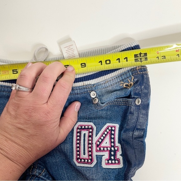 Justice Size 8 Girls Jeans Pull On Drawstring Simply Low Embellished Distressed - Picture 10 of 12